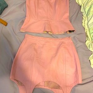 Cute two piece set with garter skirt and peplum tube top